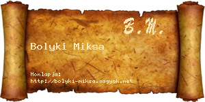 Bolyki Miksa névjegykártya